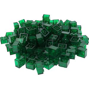 100 Bouwstenen 2x2 | Transparant Groen | Compatibel met Lego Classic | Keuze uit vele kleuren | SmallBricks