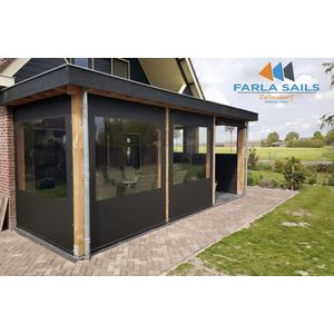 Verandazeil-Zwart-4 meter breed 2.48 hoog-Maatwerk mogelijk-Veranda zeil-Raamzeil-Serrezeil-Raamzeilen-Tuinscherm-Verandazeil.