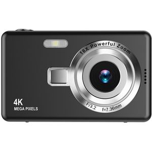 4K Ultra HD CCD digitale camera - Mini compacte point-and-shoot voor beginnende studenten, thuisfotografie, gebruiksvriendelijk, draagbare reiscamera (zwart)