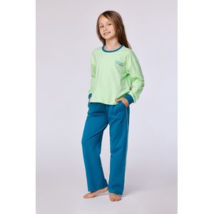 Woody pyjama meisjes/dames - groen - 'sleep influencer' - 252-10-YPA-Z/760 - maat 176