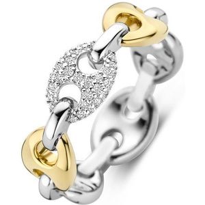 TI SENTO Dames Ring - 925 zilver - Zirkonia met geel verguld - Maat 18.50 mm / maat 58 - 12256ZY