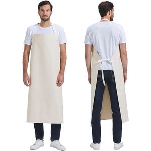 Heren waterdicht schort dik rubberen schort verstelbare werkschort slagersschort - Wit