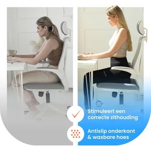 Comfortabel wigkussen auto - Ergonomisch zitkussen auto - Stevig, vormvast - Modern schuimrubberen autostoelkussen, stoelverhoger, stoelhoes auto, kantoor - Premium wigkussen