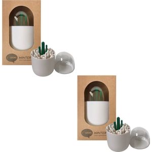 2X Tandenstokerhouder / Wattenstaafjeshouder – Hert en cactus design – Voor Tandenstokers en wattenstaafjes – Tafelaccessoires – Keukenaccessoires – Tandenstoker houder / wattenstaafjes houder / oorstokjes houder - Monvelli