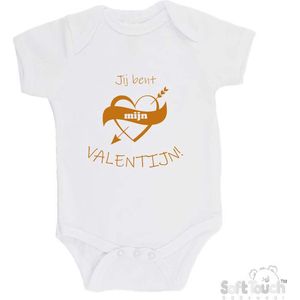 100% katoenen Romper ""Jij bent mijn valentijn!"" Unisex Katoen Wit/tan Maat 68/74