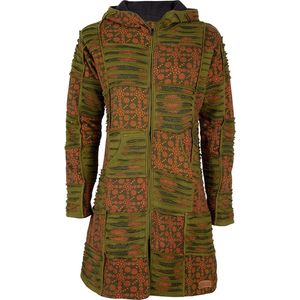 Dames Vest van Katoen met Polyester Fleece voering en vaste capuchon - SHAKALOHA LIFE IS FOR LIVING - W Petunia Long Lined MossOrange XL.