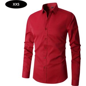Bovista Overhemd Heren - Volwassenen - Lange Mouwen - Strijkvrij - Lange Mouw - Rood - Maat XXS