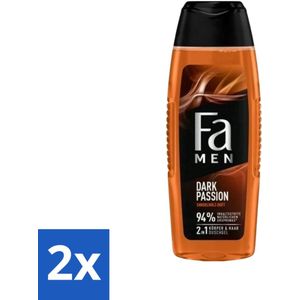 2 x Fa Men - Douchegel - Dark Passion 2-in-1 - Bergamot & Limoen - Verzorgend - 250 ml - Douchegel - Mannen - 2-in-1 - Vegan - Bergamot