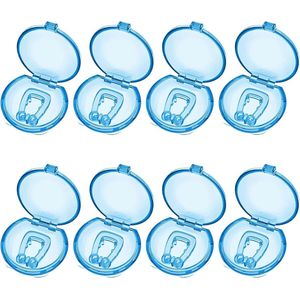 8-pack anti-snurkapparaten neusclip snurkstopper voor mannen en vrouwen (blauw)