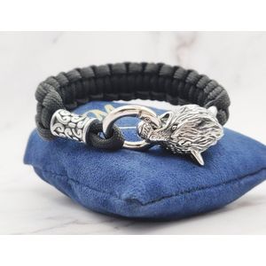 Mei's | Viking Surviving Wolf | mannen armband / Viking sieraad | Stainless Steel / 316L Roestvrij Staal / Chirurgisch Staal / Paracord | polsmaat 17,5 cm / zilver