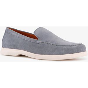 Van Beers suede heren instappers lichtblauw - Maat 46 - Echt leer - Uitneembare zool