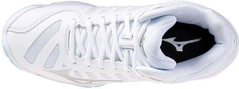 Mizuno - WAVE VOLTAGE 2 MID - Volleybalschoenen - Wit/Blauw Tint