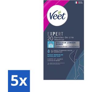 Veet Expertn - Ontharingsstrips - Lichaam & benen - Normale huid - 20 Strips - Bulkverpakking - 5 stuks