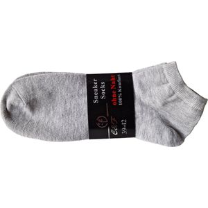 E&F Sneakersokken - Enkelsokken - Sokken - Unisex - Naadloos - 5 Paar - Maat 39-42 - Grijs