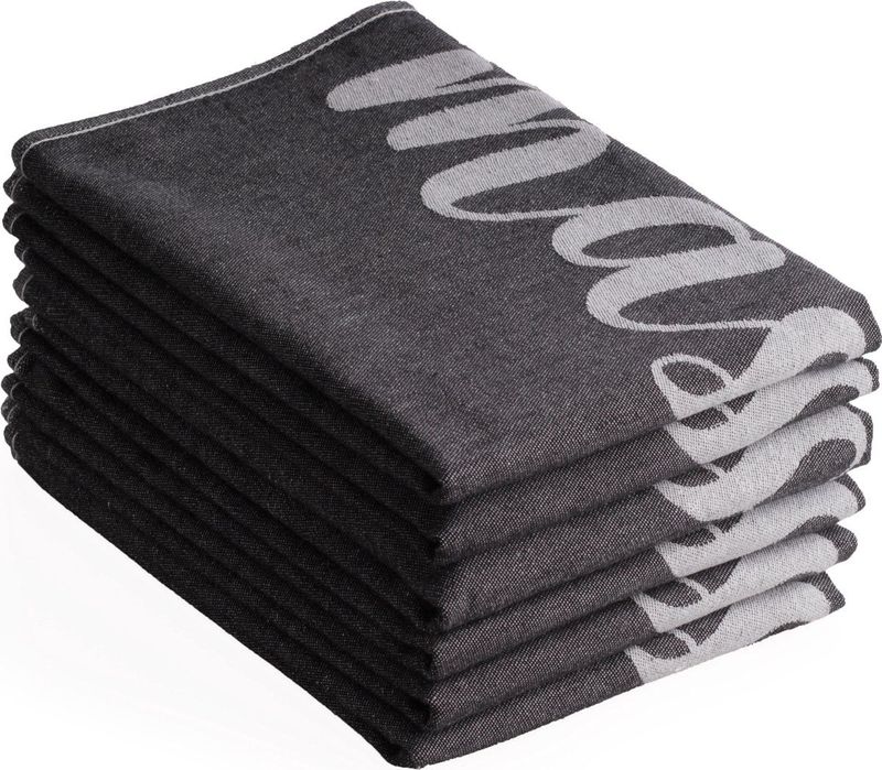 DoubleDry - Luxe Theedoeken Set - 6 Stuks - Katoen - Grijs