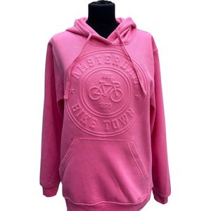 Hoodie Roze Embossed - Amsterdam Bike Town - Katoen - Volwassenen
