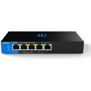 Linksys LGS105P - Netwerk Switch - Unmanaged - PoE+ Switch - 1000 Mbps - 5-Poorten