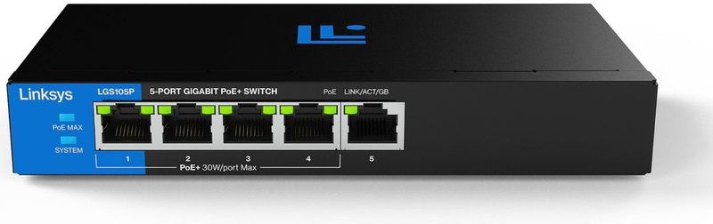 Linksys - LGS105P - Netwerk Switch - PoE+ Switch - 1000 Mbps - 5-Poorten