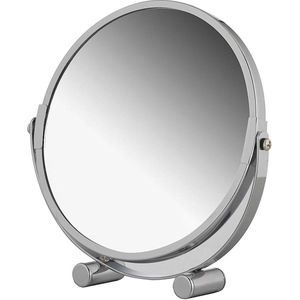 Vergrotingsspiegel - cosmetische spiegel met 3-voudige vergroting - make-up spiegel verchroomd - vergrotingsspiegel rond ca. 17 cm Ø - scheerspiegel voor badkamer - badkamerspiegel van chroom