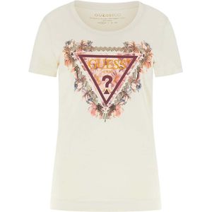 Guess - T-shirt - Beige - Korte Mouwen - Ronde Hals