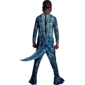 Rubies - Dinosaurus Kostuum - Jurassic World Velociraptor Dinosaurus Kind Kostuum - Blauw, Grijs - Maat 116 - Carnavalskleding - Verkleedkleding