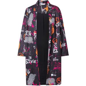 Angel of Style - Dames - Kaftan oversized all-over print satijnen voering - Hibiscusrood - Maat 56