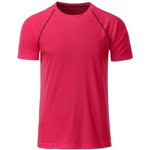 James and Nicholson - Heren Sportshirt (Roze/Zwart)