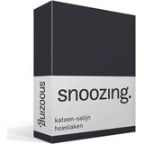 Snoozing - Katoen-satijn - Hoeslaken - Tweepersoons - 120x200 cm - Antraciet