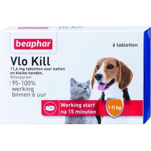 2x Beaphar Vlo Kill Anti Vlooien Tabletten Hond 1 -11 kg 6 tabletten