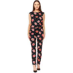 Ladeheid Dames Jumpsuit - Korte mouwen - Lange broek - Katoen - BLV-BLV50-211-OV - Bloemen - S