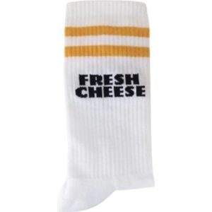 Pegada Sportsokken – Fresh Cheese – Unisex – Maat 36-41 – Comfortabel & Ademend – Witte Sokken met Print – 1 Paar