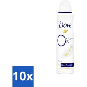 Dove Deodorant Spray - 0% Original - 150 ml - Bulkverpakking - 10 stuks