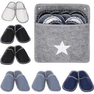 Huispantoffels - 6 paar - 3 maten - Gastenpantoffels - Huispantoffelset - Viltwol - Antislip - Wegwerppantoffels - Wasbaar - Spapantoffels - Geschikt voor gezinnen - Hotels & reizen