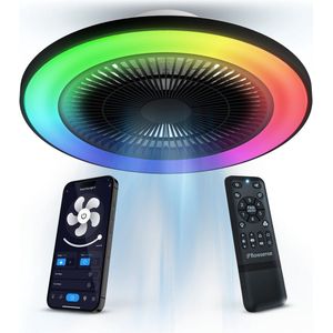 Flowsense Plafondventilator met Verlichting 50 cm - Plafondlampen met Ventilator Woonkamer / Slaapkamer - Incl. Afstandsbediening