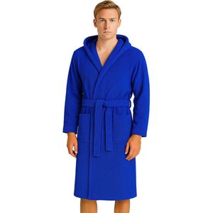 Barbons Badjas Heren - Katoen met Capuchon - Oekotex - Blauw - 3XL