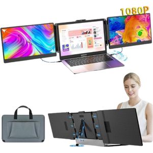 Dubbele Draagbare Monitor - Extra Scherm Laptop Opvouwbaar - Draagbare Monitor 14 Inch - Portable Monitor 1920x1080
