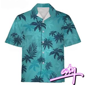 Gamer Blouse korte Mouwen - Overhemd - T-shirt - Hawaii - Blauw - Maat S