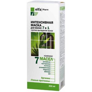 Intensief masker - Complex van 7 oliën - tegen haaruitval 7in1 - Klis - Castor - Rozemarijn en ceder olie 200ml