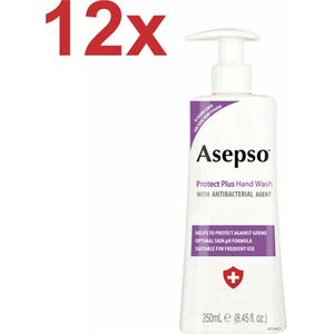 Asepso - Protect Plus - Antibacteriële Handzeep/Zeeppomp - 12x 250ml - Voordeelverpakking