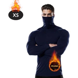 Nivard Thermokleding Heren - Thermoshirt - Gezichtsverwarming - Nekverwarming - Winter - Lange Mouwen - Marineblauw - XS