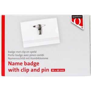 Badge quantore clip+speld 60x90mm | Omdoos a 24 stuk | 24 stuks