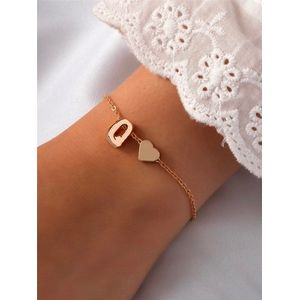 Initiaal Armband met Letter Q Goudkleurig - Naam Armband Cadeau - Geluks Armband op Kaartje - Pax Amare