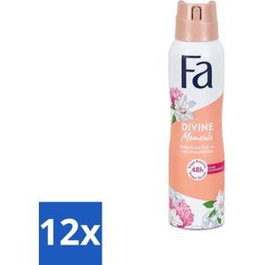 12 x Fa - Divine Moments - Deodorant Spray - Wilde Cameliabloesem - 150 ml - Deodorant - Anti-vlekken Deodorant - Wilde Cameliabloesem - Fa Divine Moments - Verfrissende Geur