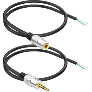 Stereo-audiokabel TRS 3,5 mm stekker naar blanke draad - Dual Channel audio-aansluiting voor microfoon-luidsprekerkabelreparatie (0,5 m)