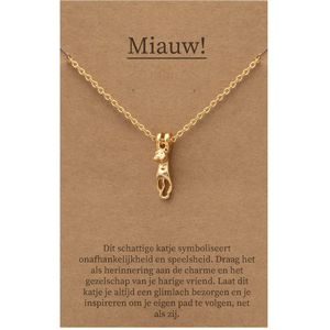 Pax Amare Cadeau ketting met Katje - Goudkleurig Schattig Sieraad - 45+5cm