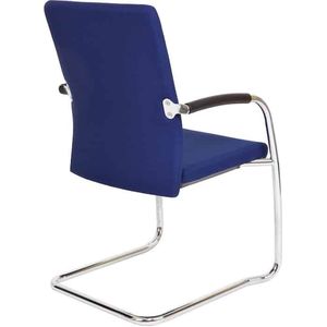 Vergaderstoel F240 met slede chrome onderstel blauw