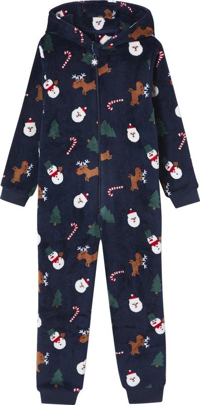 Onesie - Marineblauw - Jumpsuit - Kerstthema - Met Rits