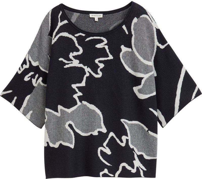 Tom Tailor - Loose Fit - Damespullover - Puur Katoen - All-over Motief - Bloemen