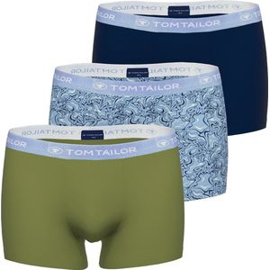 TOM TAILOR heren boxer kort (3-pack) - lichtblauw dessin - Maat: S