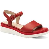Tamaris - Comfort Damessandalen - Rood - Leer - Klittenbandsluiting